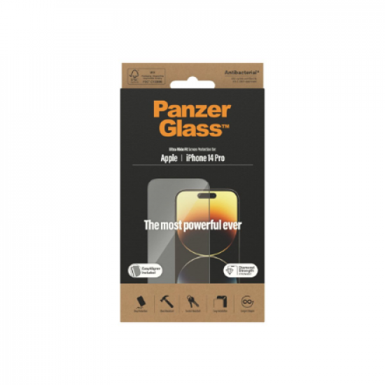 PanzerGlass | Screen protector | Apple | iPhone 14 Pro | Glass | Clear | Ultra-Wide Fit; Easy installation; Fingerprint resistant
