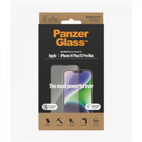 PanzerGlass | Screen protector | Apple | iPhone 14 Plus/13 Pro Max | Glass | Clear | Ultra-Wide Fit; Easy installation; Fingerprint resistant