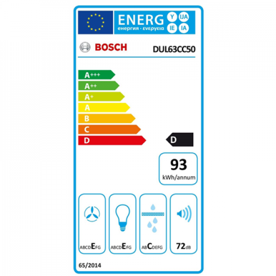 Bosch | Hood | DUL63CC50 Series 4 | Conventional | Energy efficiency class D | Width 60 cm | 350 m³/h | Mechanical | LED | Stainless Steel