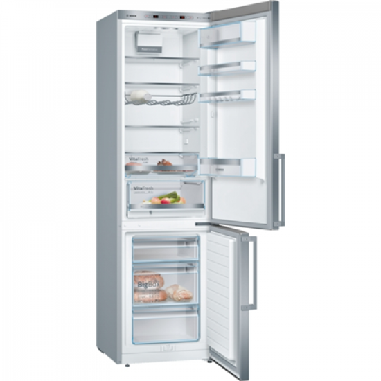 Bosch | Refrigerator | KGE398IBP Series 6 | Energy efficiency class B | Free standing | Combi | Height 201 cm | Fridge net capacity 249 L | Freezer net capacity 94 L | 38 dB | Inox