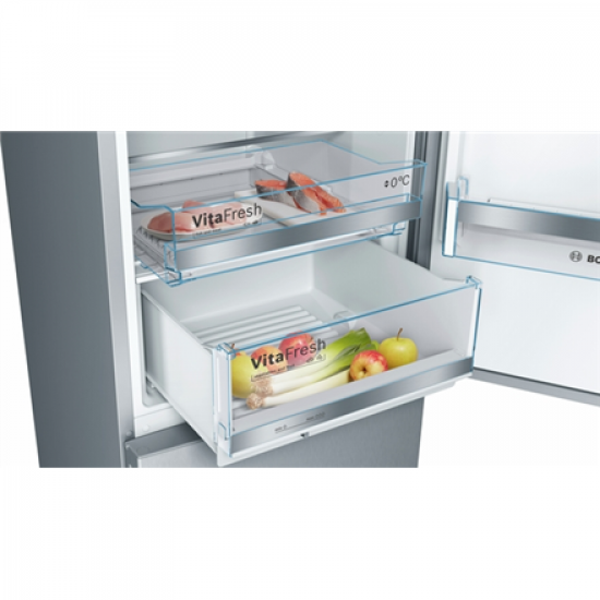 Bosch | Refrigerator | KGE398IBP Series 6 | Energy efficiency class B | Free standing | Combi | Height 201 cm | Fridge net capacity 249 L | Freezer net capacity 94 L | 38 dB | Inox