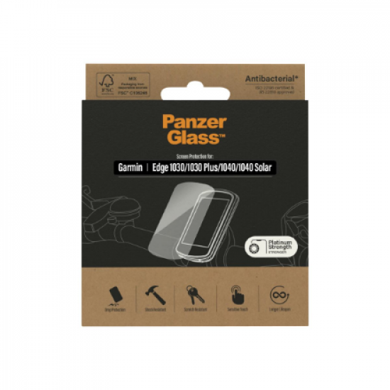 PanzerGlass | Screen protector | Garmin | for Garmin Edge 1030, Edge 1040 | Tempered glass | Transparent | Water-resistant ; Humidity Protection; Impact-resistant;  Scratch-resistant ; Anti-glare glass; Full touch; Fingerprint-resistant; Easy to attach | 