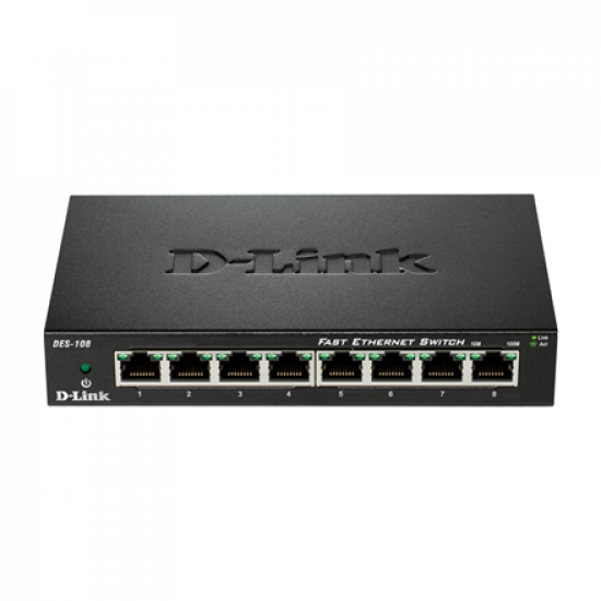 D-Link | Ethernet Switch | DES-108/E | Unmanaged | Desktop | 10/100 Mbps (RJ-45) ports quantity 8