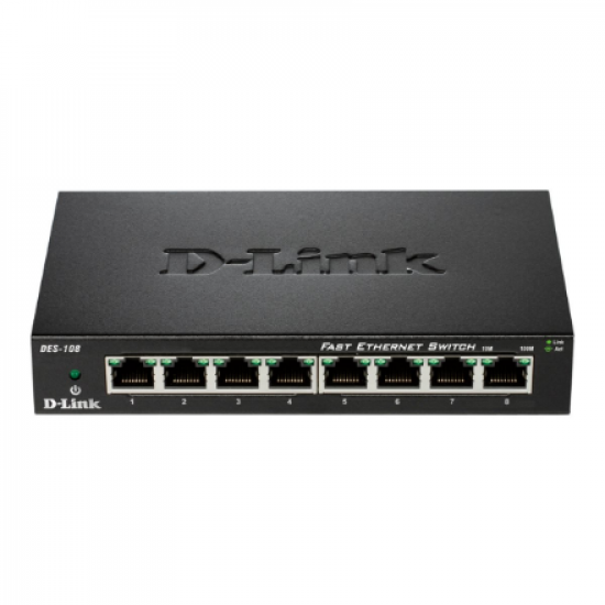D-Link | Ethernet Switch | DES-108/E | Unmanaged | Desktop | 10/100 Mbps (RJ-45) ports quantity 8