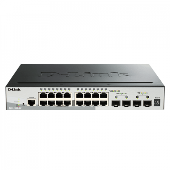 D-Link | Stackable Smart Managed Switch with 10G Uplinks | DGS-1510-20/E | Managed L2 | Desktop/Rackmountable | Gigabit Ethernet (copper) ports quantity 16