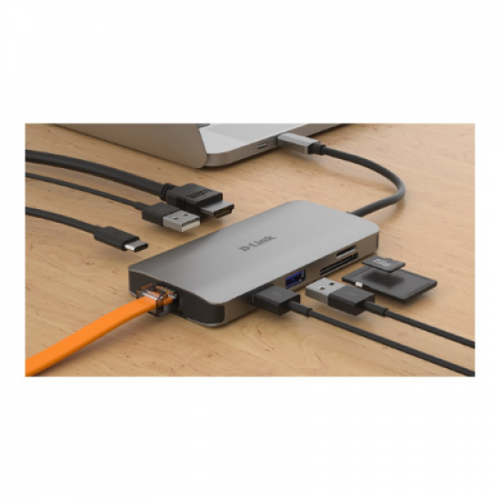 D-Link | 8-in-1 USB-C Hub with HDMI/Ethernet/Card Reader/Power Delivery | DUB-M810 | USB hub | USB Type-C
