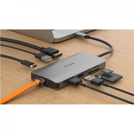 D-Link | 8-in-1 USB-C Hub with HDMI/Ethernet/Card Reader/Power Delivery | DUB-M810 | USB hub | USB Type-C