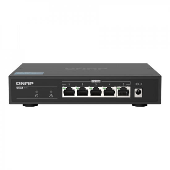 QNAP | 5 port 2.5Gbps Auto Negotiation (2.5G/1G/100M) | QSW-1105-5T | Unmanaged | Desktop | Gigabit Ethernet (copper) ports quantity 5