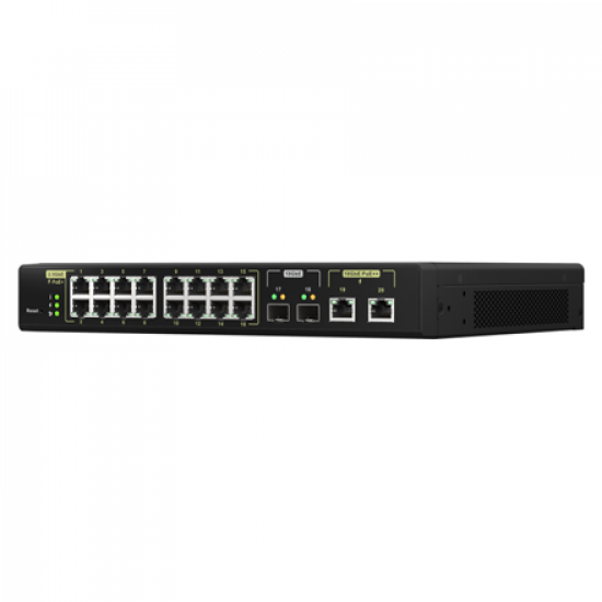 QNAP | 16 ports 2.5GbE RJ45 with PoE 802.3at (30W), 2 ports 10GbE SFP+, 2 ports 10GbE RJ45 with PoE 802.3bt (90W) | QSW-M2116P-2T2S | Web managed | Rackmountable | Power supply type Internal