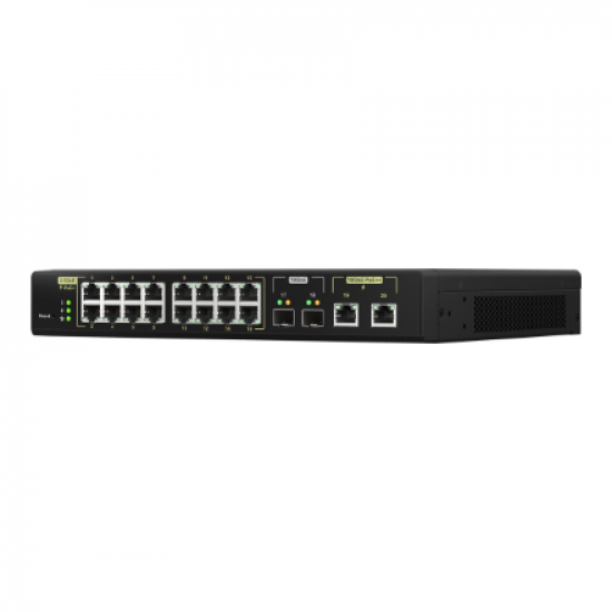 QNAP | 16 ports 2.5GbE RJ45 with PoE 802.3at (30W), 2 ports 10GbE SFP+, 2 ports 10GbE RJ45 with PoE 802.3bt (90W) | QSW-M2116P-2T2S | Web managed | Rackmountable | Power supply type Internal