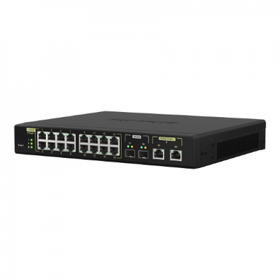 QNAP | 16 ports 2.5GbE RJ45 with PoE 802.3at (30W), 2 ports 10GbE SFP+, 2 ports 10GbE RJ45 with PoE 802.3bt (90W) | QSW-M2116P-2T2S | Web managed | Rackmountable | Power supply type Internal