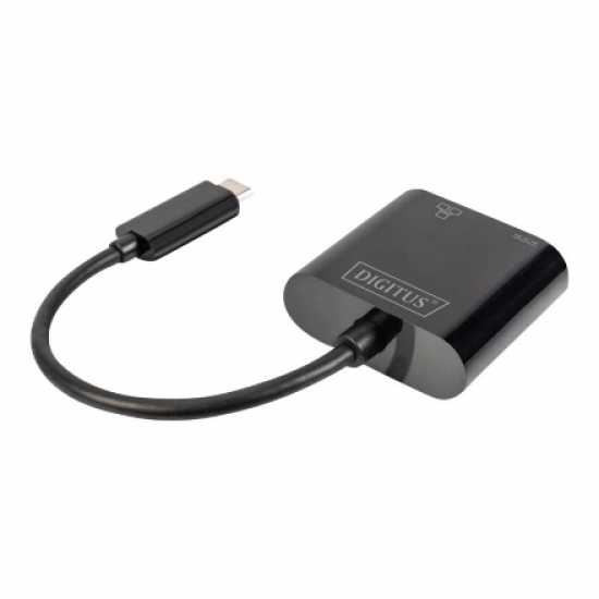 Digitus | USB-Type-C Gigabit Ethernet Adapter + PD with power delivery function | DN-3027 | Black | USB-C port to a Gigabit network connection