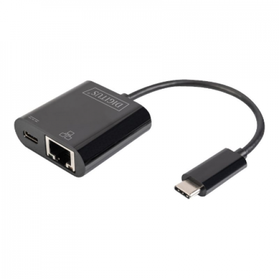 Digitus | USB-Type-C Gigabit Ethernet Adapter + PD with power delivery function | DN-3027 | Black | USB-C port to a Gigabit network connection