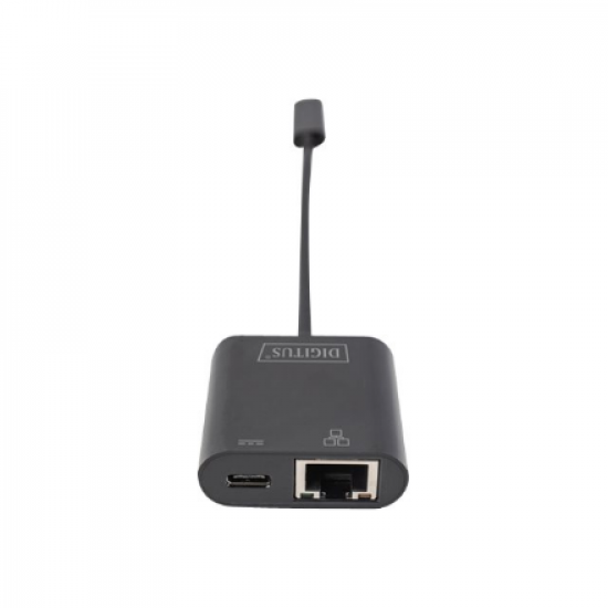 Digitus | USB-Type-C Gigabit Ethernet Adapter + PD with power delivery function | DN-3027 | Black | USB-C port to a Gigabit network connection