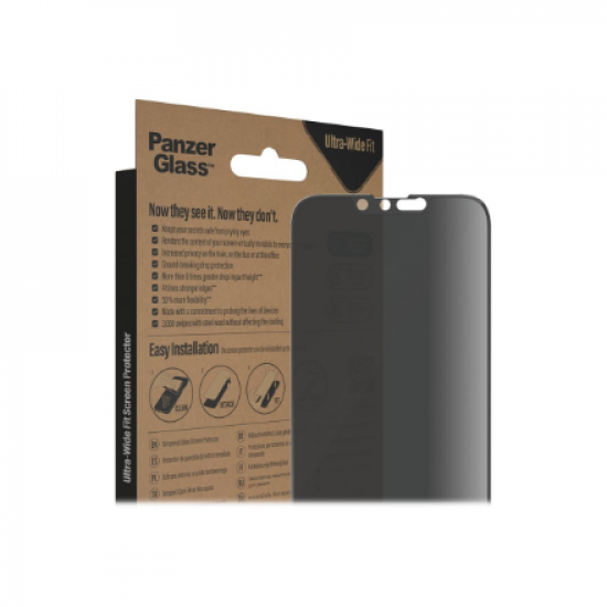 PanzerGlass | Screen protector | Apple | iPhone 14/13/13 Pro | Glass | Black | Ultra-Wide Fit | Privacy