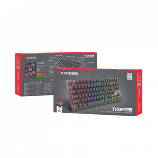 Genesis | THOR 303 TKL | Mechanical Gaming Keyboard | Wired | RGB LED light | US | USB Type-A | 865 g | Replaceable 