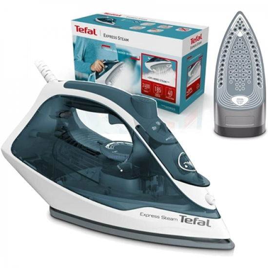 TEFAL | FV2839E0 | Steam Iron | 2400 W | Water tank capacity 270 ml | Continuous steam 40 g/min | Steam boost performance 185 g/min | Blue/White