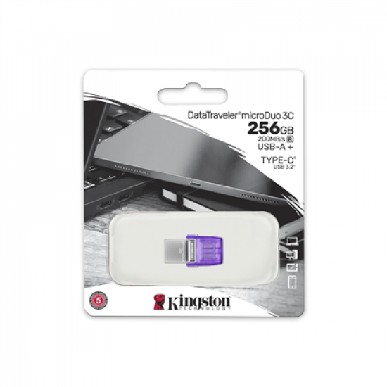 Kingston | DataTraveler | DT Micro Duo 3C | 256 GB | USB Type-C and Type-A | Purple