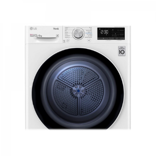 LG | Dryer Machine | RH80V3AV6N | Energy efficiency class D | Front loading | 8 kg | LED | Depth 69 cm | Wi-Fi | White
