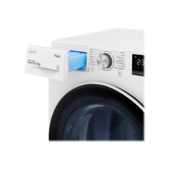LG | Dryer Machine | RH80V3AV6N | Energy efficiency class D | Front loading | 8 kg | LED | Depth 69 cm | Wi-Fi | White