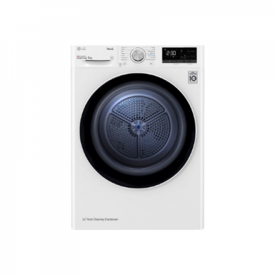 LG | Dryer Machine | RH80V3AV6N | Energy efficiency class D | Front loading | 8 kg | LED | Depth 69 cm | Wi-Fi | White