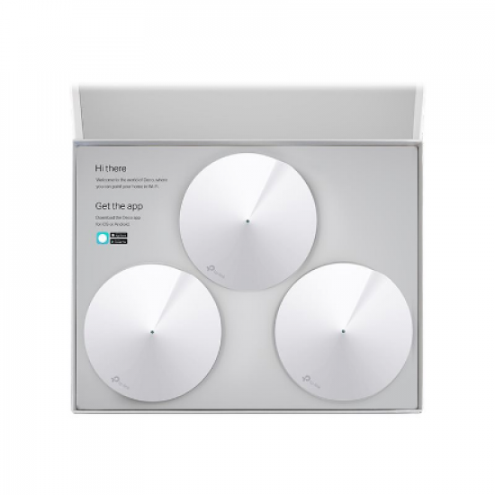 AC1300 Whole Home Mesh Wi-Fi System | Deco M5 (3-pack) | 802.11ac | 867+400 Mbit/s | 10/100/1000 Mbit/s | Ethernet LAN (RJ-45) ports 2 | Mesh Support Yes | MU-MiMO Yes | No mobile broadband | Antenna type 4xInternal per Deco uni