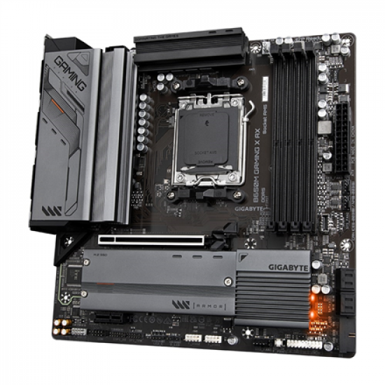 Gigabyte | B650M GAMING X AX 1.1 M/B | Processor family AMD | Processor socket AM5 | DDR5 DIMM | Memory slots 4 | Supported hard disk drive interfaces 	SATA, M.2 | Number of SATA connectors 4 | Chipset B650 | Micro ATX