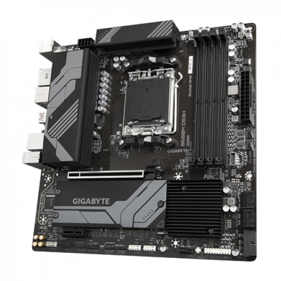 Gigabyte | B650M DS3H 1.0 M/B | Processor family AMD | Processor socket AM5 | DDR5 DIMM | Memory slots 4 | Supported hard disk drive interfaces 	SATA, M.2 | Number of SATA connectors 4 | Chipset B650 | Micro ATX