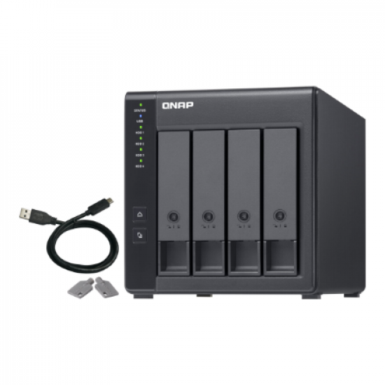 QNAP | 4-Bay | TR-004 | Up to 4 HDD/SSD Hot-Swap | Micro processor with hardware RAID