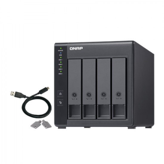 QNAP | 4-Bay | TR-004 | Up to 4 HDD/SSD Hot-Swap | Micro processor with hardware RAID