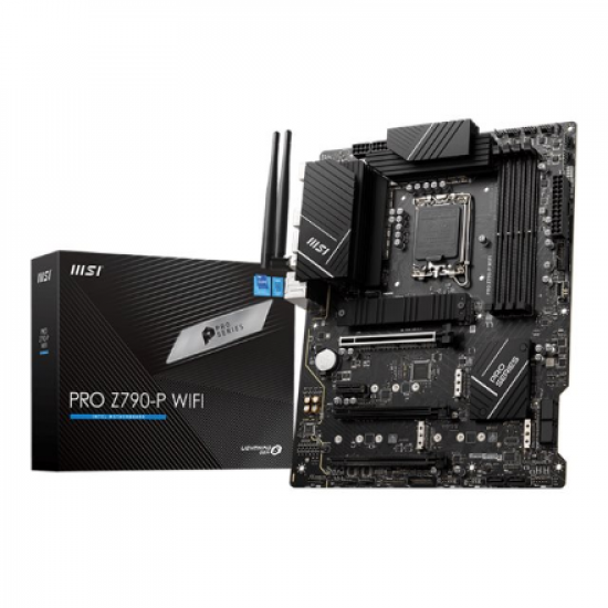 MSI | PRO Z790-P WIFI | Processor family Intel | Processor socket  LGA1700 | DDR5 DIMM | Memory slots 4 | Supported hard disk drive interfaces SATA, M.2 | Number of SATA connectors 6 | Chipset Intel Z790 | ATX
