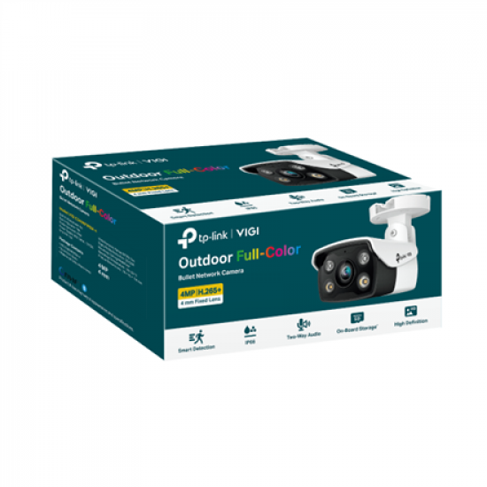 TP-LINK | VIGI 4MP Outdoor Full-Color Network Camera | VIGI C340 | Bullet | 4 MP | 4 mm | IP66 | H.265+/H.265/H.264+/H.264 | MicroSD
