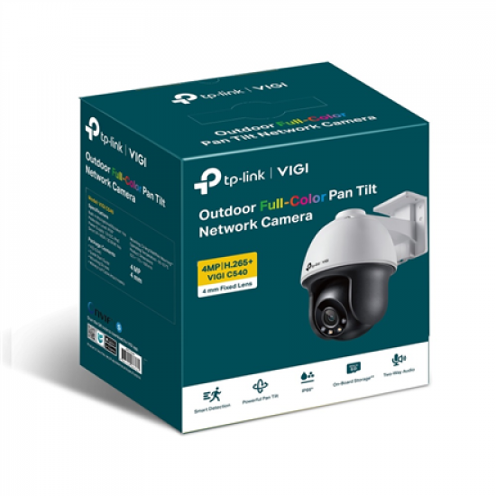 TP-LINK | VIGI 4MP Outdoor Full-Color Pan Tilt Network Camera | VIGI C540 | Dome | 4 MP | 4 mm | IP66 | H.265+/H.265/H.264+/H.264 | MicroSD
