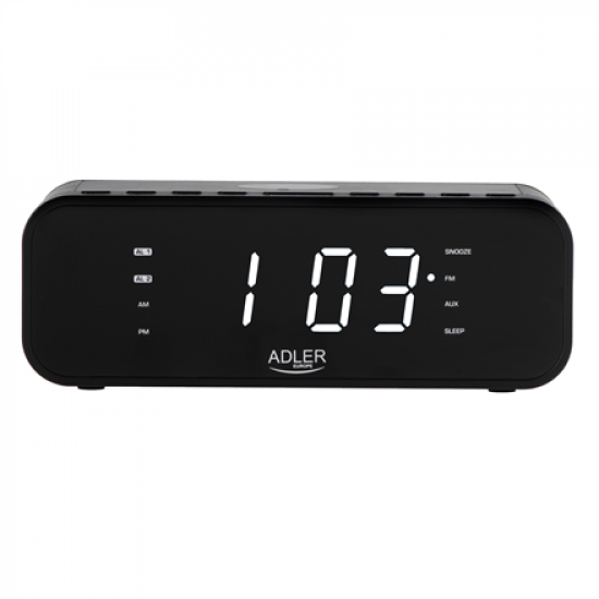 Adler | Alarm Clock with Wireless Charger | AD 1192B | Alarm function | AUX in | Black