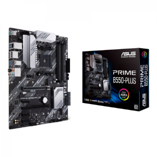 Asus | PRIME B550-PLUS | Processor family AMD | Processor socket AM4 | DDR4 DIMM | Memory slots 4 | Supported hard disk drive interfaces 	SATA, M.2 | Number of SATA connectors 6 | Chipset AMD B550 | ATX