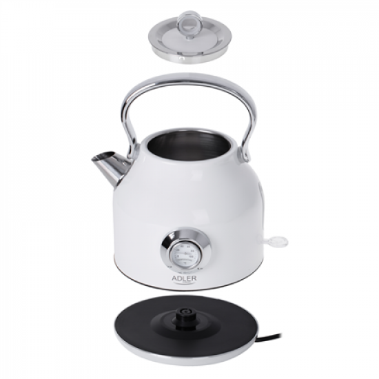 Adler | Kettle with a Thermomete | AD 1346w | Electric | 2200 W | 1.7 L | Stainless steel | 360° rotational base | White