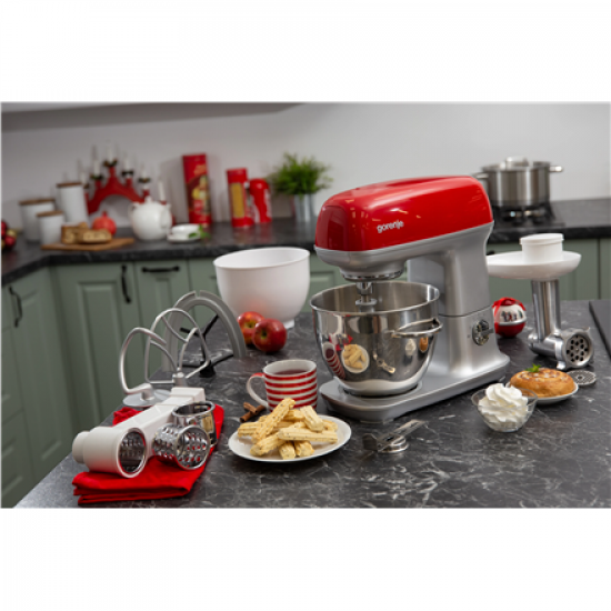 Gorenje | Kitchen machine | MMC1000RLR | 1000 W | Number of speeds 7 | Bowl capacity 4.5 L | Meat mincer | Stainless Steel/Red