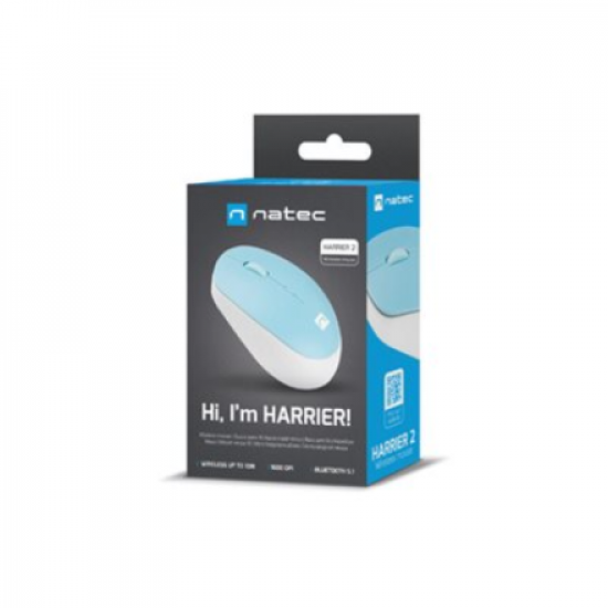 Natec | Mouse | Harrier 2 | Wireless | Bluetooth | White/Blue