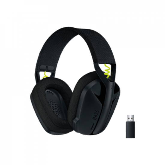 Logitech LIGHTSPEED Gaming Headset | G435 | Bluetooth | Over-Ear | Microphone | Wireless | Black and Neon Yellow