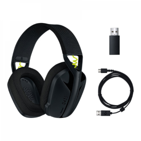 Logitech LIGHTSPEED Gaming Headset | G435 | Bluetooth | Over-Ear | Microphone | Wireless | Black and Neon Yellow