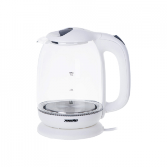 Mesko | Kettle | MS 1302w | Electric | 2200 W | 1.7 L | Glass | 360° rotational base | White