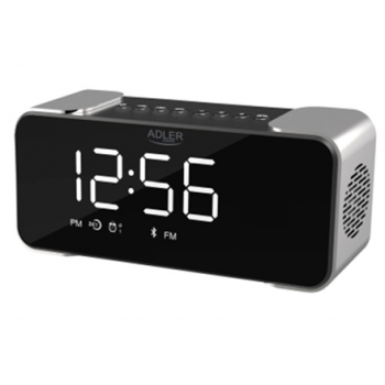 Adler | Wireless alarm clock with radio | AD 1190 | Alarm function | AUX in | Silver/Black