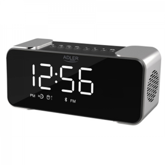 Adler | Wireless alarm clock with radio | AD 1190 | Alarm function | AUX in | Silver/Black