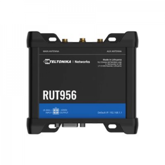 Industrial Router | RUT956 | 802.11n | 10/100 Mbit/s | Ethernet LAN (RJ-45) ports 4 | Mesh Support No | MU-MiMO No | 2G/3G/4G | Antenna type 	2 x SMA for LTE, 2 x RP-SMA for WiFi, 1 x SMA for GNSS | 1x USB 2.0