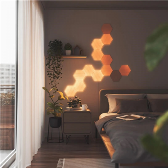 Nanoleaf | Elements Wood Look Hexagons Expansion Pack (3 panels) | Cool White + Warm White