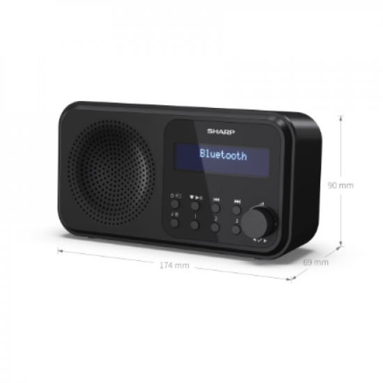Sharp DR-P420(BK) Tokyo Portable Digital Radio, FM/DAB/DAB+, Bluetooth 5.0, USB or Battery Powered, Midnight Black | Sharp | Tokyo Portable Digital Radio | DR-P420(BK) | Bluetooth | Midnight Black