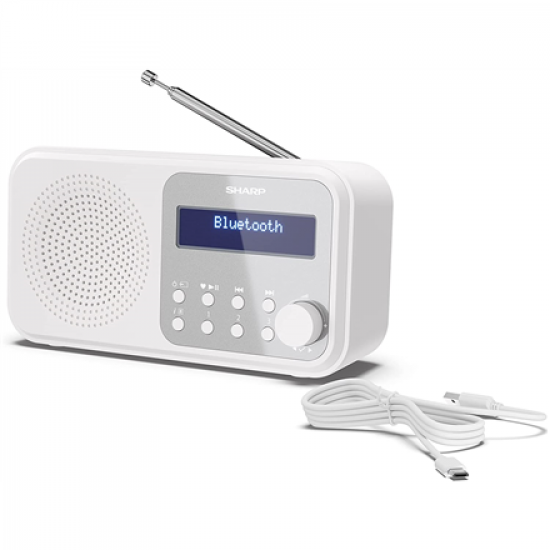 Sharp DR-P420(WH) Tokyo Portable Digital Radio, FM/DAB/DAB+, Bluetooth 5.0, USB or Battery Powered, Snowy White | Sharp | Tokyo Portable Digital Radio | DR-P420(WH) | Bluetooth | White