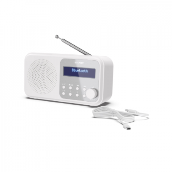 Sharp DR-P420(WH) Tokyo Portable Digital Radio, FM/DAB/DAB+, Bluetooth 5.0, USB or Battery Powered, Snowy White | Sharp | Tokyo Portable Digital Radio | DR-P420(WH) | Bluetooth | White
