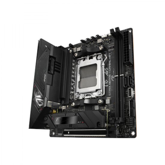 Asus | ROG STRIX B650E-I GAMING WIFI | Processor family AMD | Processor socket AM5 | DDR5 DIMM | Memory slots 2 | Supported hard disk drive interfaces 	SATA, M.2 | Number of SATA connectors 2 | Chipset  AMD B650 | Mini-ITX