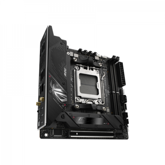 Asus | ROG STRIX B650E-I GAMING WIFI | Processor family AMD | Processor socket AM5 | DDR5 DIMM | Memory slots 2 | Supported hard disk drive interfaces 	SATA, M.2 | Number of SATA connectors 2 | Chipset  AMD B650 | Mini-ITX
